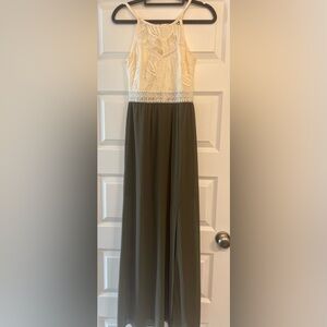 Iz Byer Green Embellished Maxi A-Line Dress